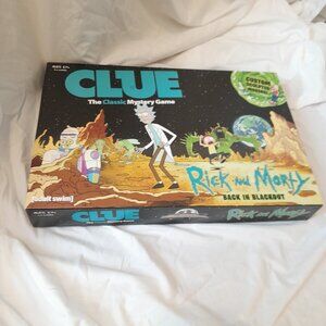Rick And Morty Clue Mystery Board Game Adult Swim New-Partially unboxed w/stain